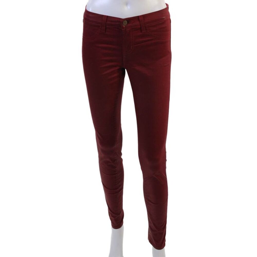 J Brand Women Red Jeggings Mid Rise Button 98% Cotton Size 25
